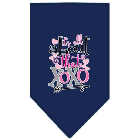 MIRAGE PET PRODUCTS All About That Xoxo Screen Print BandanaNavy Blue Large 66-440 LGNB